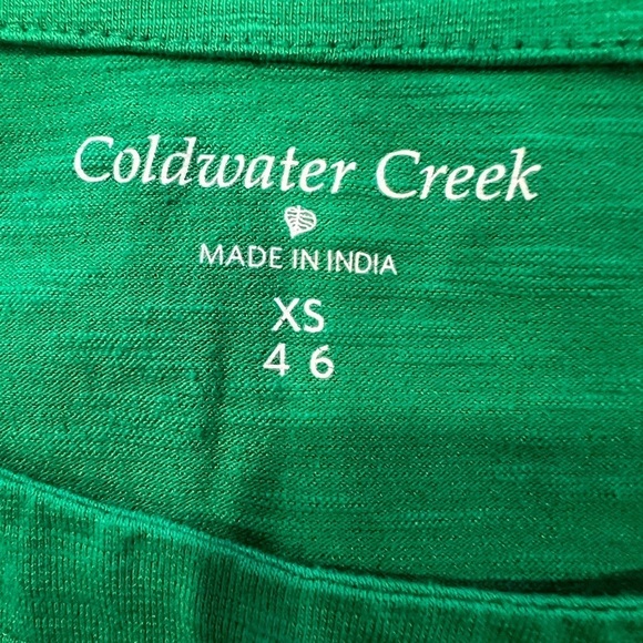 Coldwater Creek Women's Green Shirt Top 3/4 Sleeve Blouse XS 4/6 - Picture 4 of 6